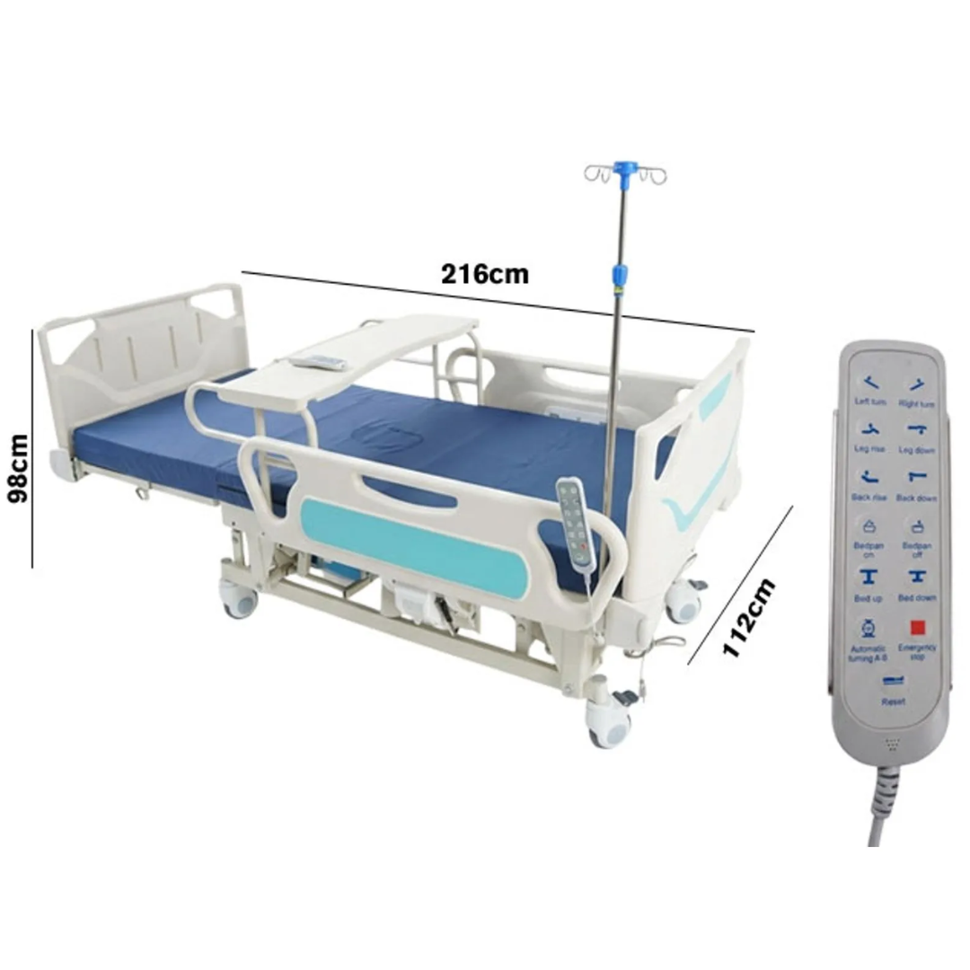 CAMA HOSPITALARIA ELÉCTRICA MULTIFUNCIÓN 7 FUNCIONES CON BARANDAS ABS | CAPACIDAD 250 KG