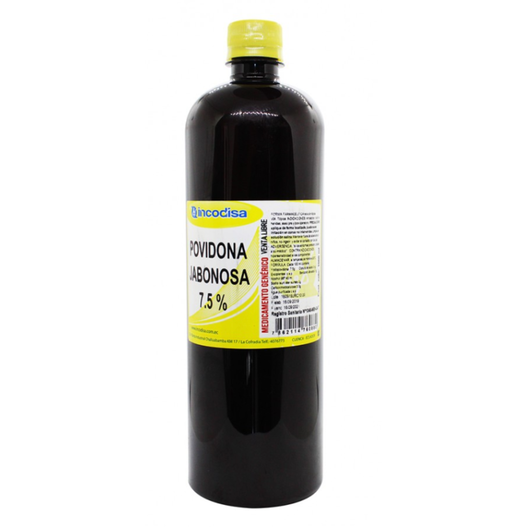 Povidona Jabonosa espumosa 7.5%, Incodisa 1 Litro