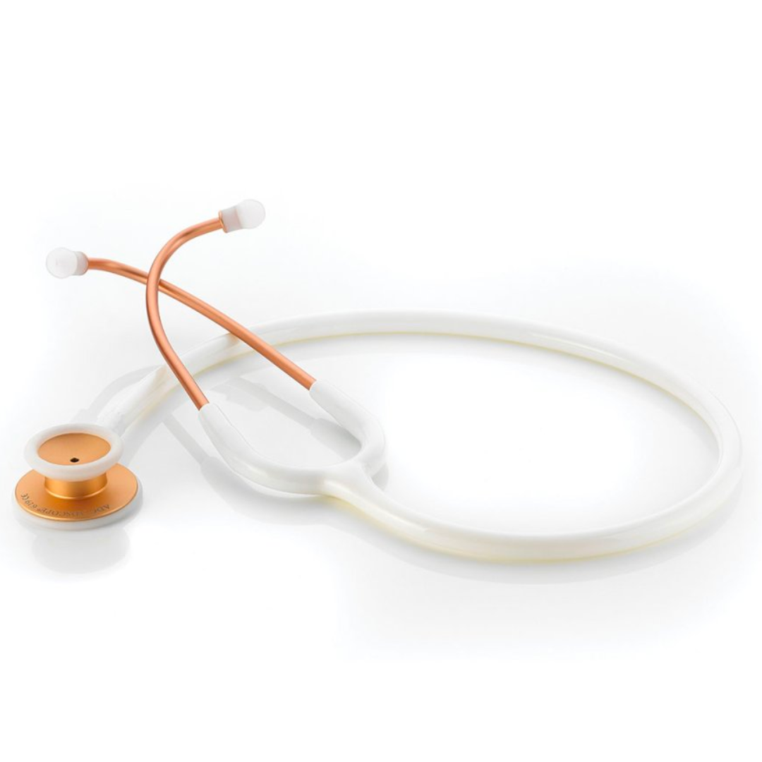 Adscope Ultra Lite 619RGW Estetoscopio clínico, oro rosa, con tubo blanco