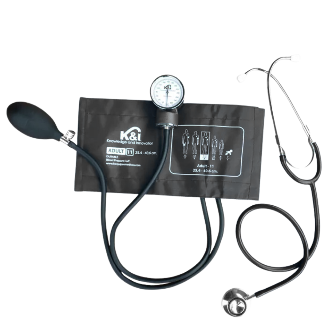 Kit 202 PRO- Estetoscopio doble campana + tensiómetro azul