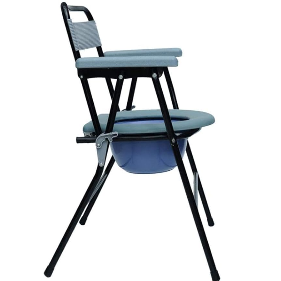 SILLA PARA BAÑO PLEGABLE CON BIDET ACERO TUBO NEGRO