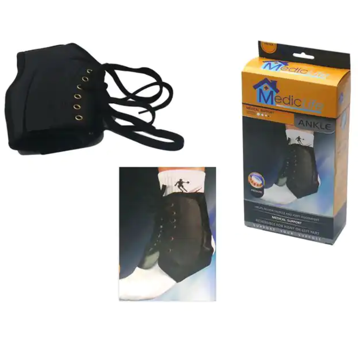 TOBILLERA ESTABILIZADORA CON CORDÓN UNIVERSAL PARA SOPORTE Y PROTECCIÓN
