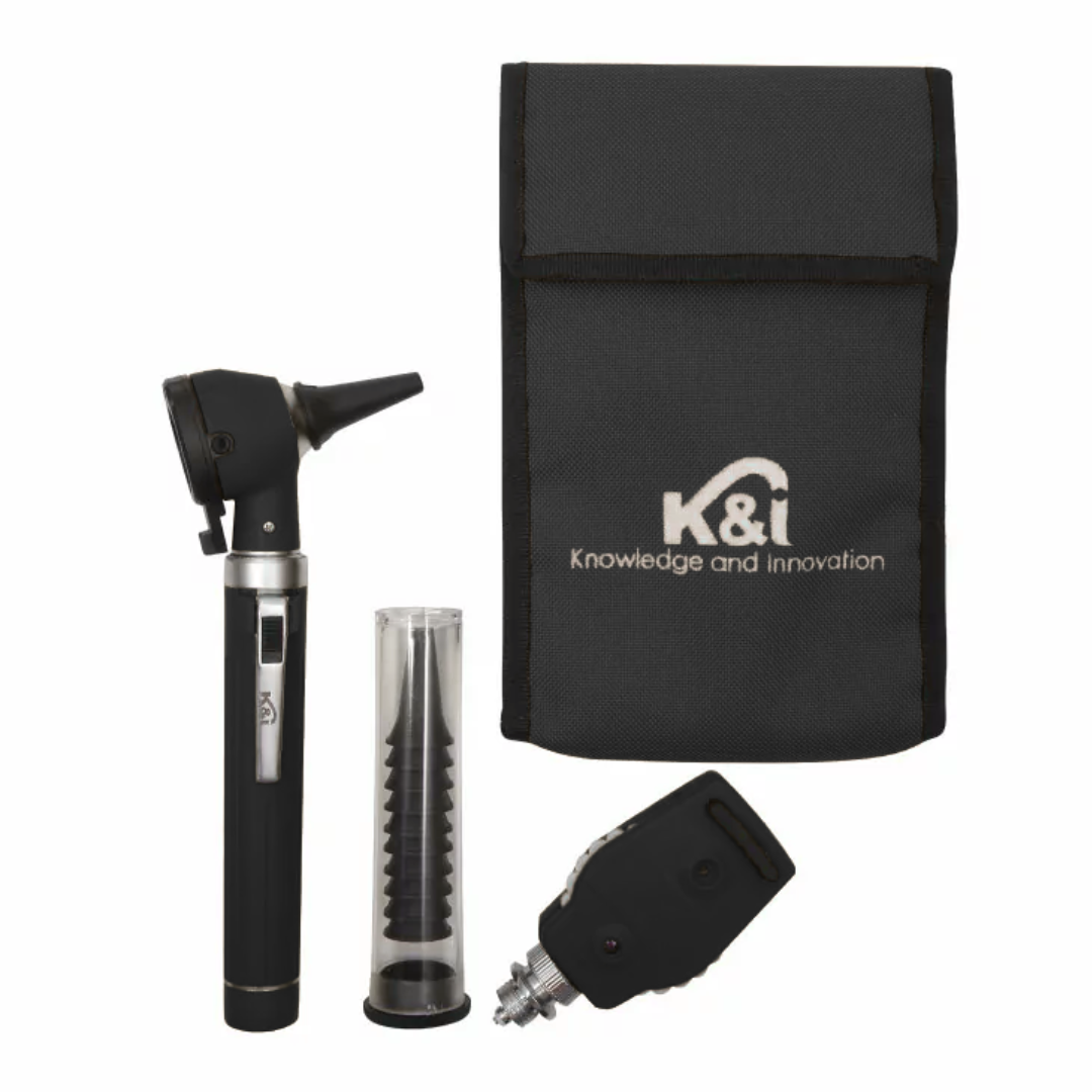 OTOSCOPIO Y OFTALMOSCOPIO – LUZ LED – FIBRA ÓPTICA, NEGRO