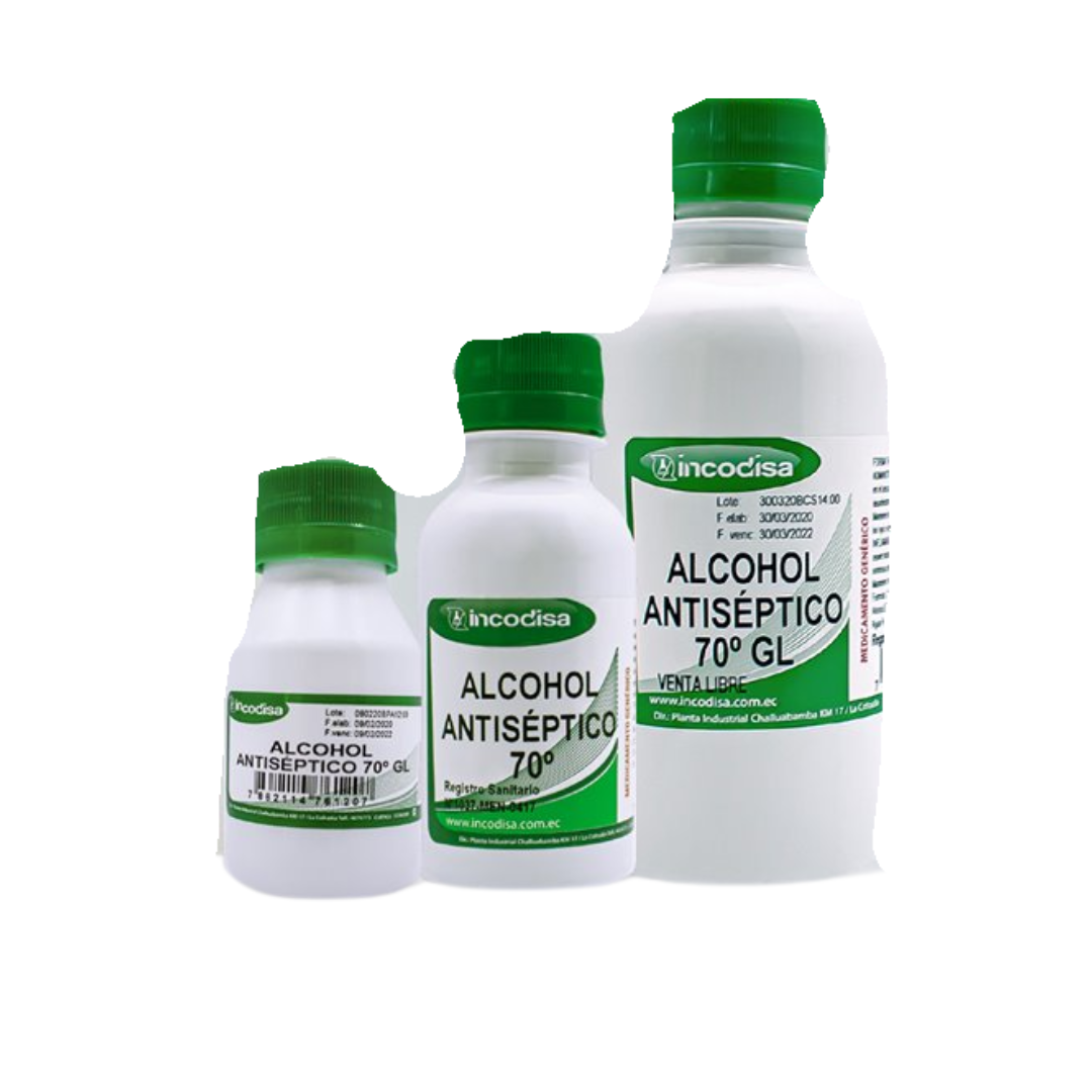 ALCOHOL ANTISEPTICO 70% INCODISA, 250 ML