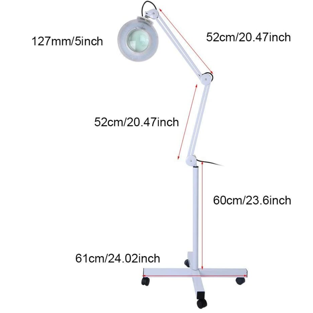 Lámpara de pie con lupa LED, lente de cristal con lupa 5X
