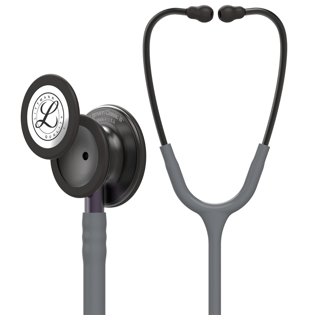 3M Littmann Classic III - Estetoscopio de monitoreo, pieza torácica color humo, tubo color gris, vástago gris violeta y auriculares color humo