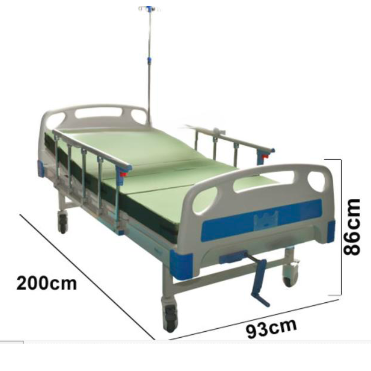CAMA HOSPITALARIA MANUAL DE 1 FUNCIÓN CON COLCHÓN | SOPORTA HASTA 200 KG