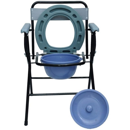 SILLA PARA BAÑO PLEGABLE CON BIDET ACERO TUBO NEGRO