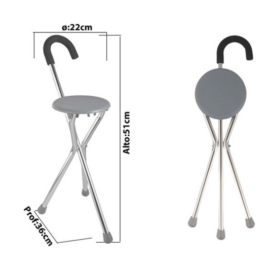 BASTON CON ASIENTO GRIS