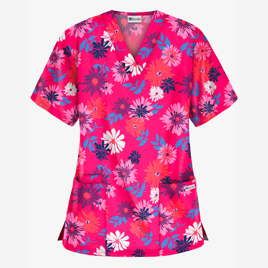 Blusa médica estampada UA Best Buy Floral Beauty Fucsia