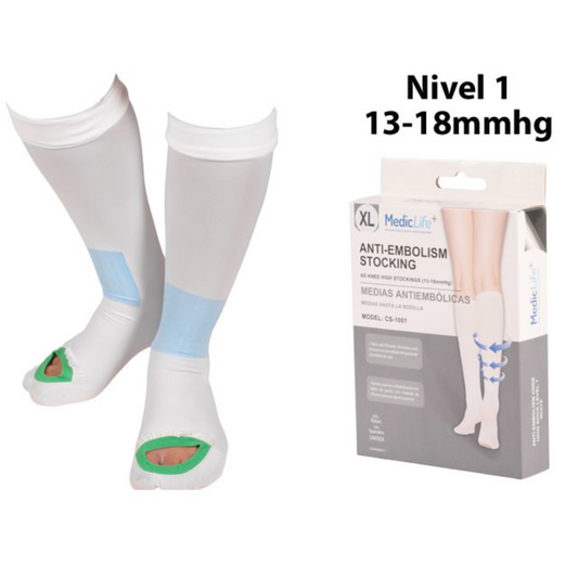 MEDIA ANTIEMBOLICA HASTA LA RODILLA NIVEL 1 BLANCA