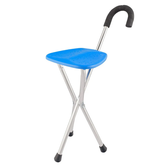 BASTÓN CON ASIENTO AZUL, MEDICLIFE