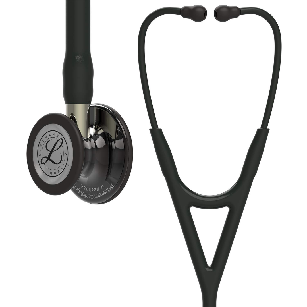 3M Littmann Cardiology IV - Estetoscopio de diagnóstico vástago de champán, auriculares negros