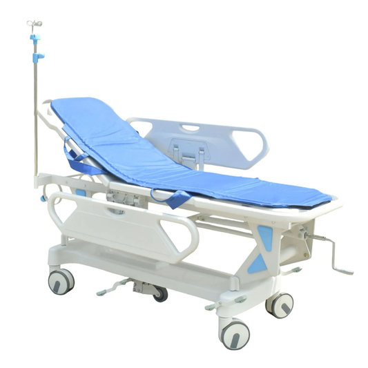 CAMILLA HOSPITALARIA DE TRANSPORTE PARA PACIENTES CON RESPALDO AJUSTABLE Y PORTA SUEROS