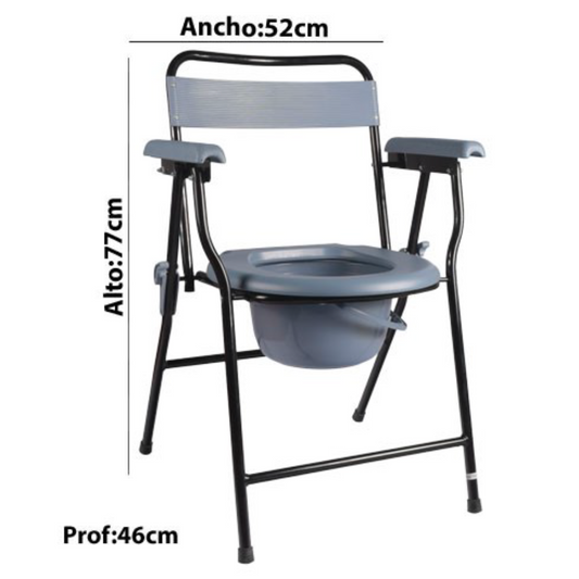 SILLA PARA BAÑO PLEGABLE CON BIDET ACERO TUBO NEGRO