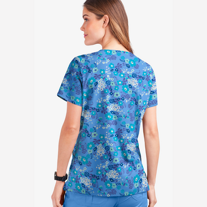 Blusa médica estampada UA Butter-Soft STRETCH Whispering Floral Ceil con cuello en V