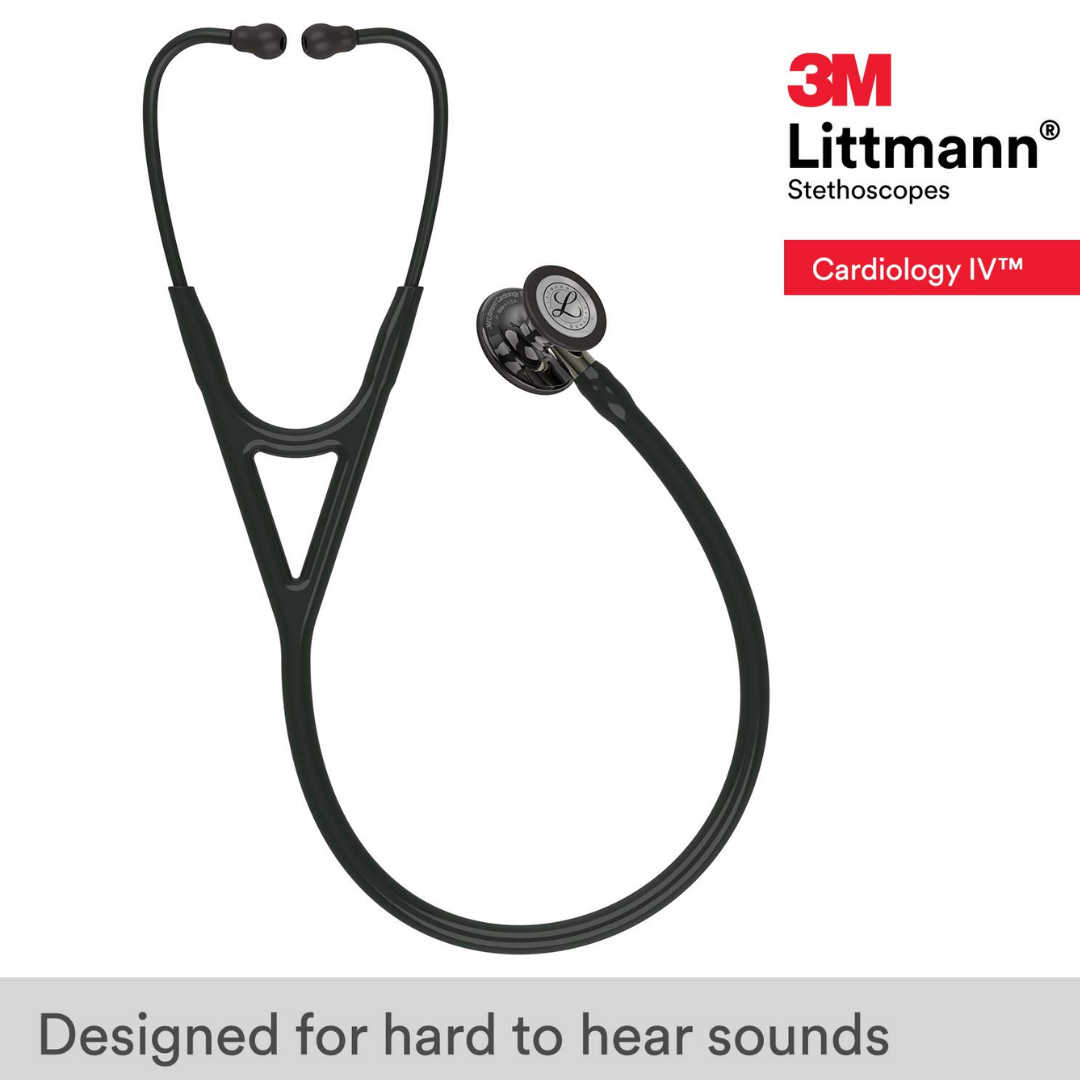 3M Littmann Cardiology IV - Estetoscopio de diagnóstico vástago de champán, auriculares negros