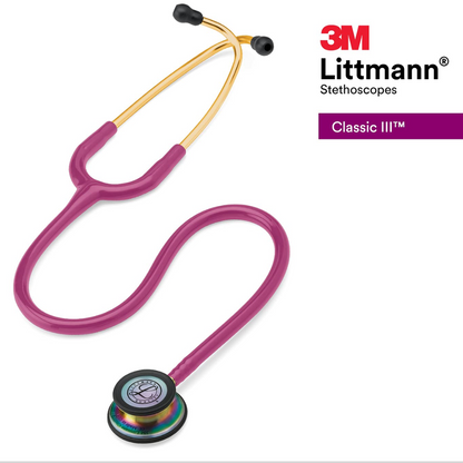 3M Littmann Classic III - Estetoscopio de monitoreo, acabado arco iris, tubo frambuesa