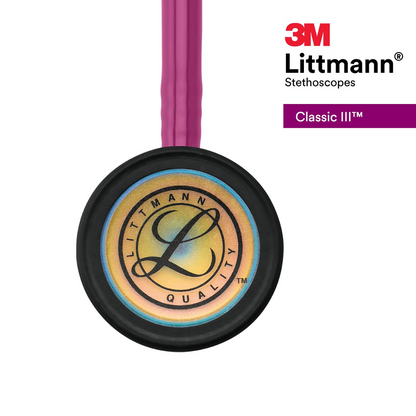 3M Littmann Classic III - Estetoscopio de monitoreo, acabado arco iris, tubo frambuesa