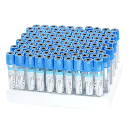 TUBO AL VACÍO TAPA AZUL PARA EXAMEN TAPA CELESTE PAQ X 100 U