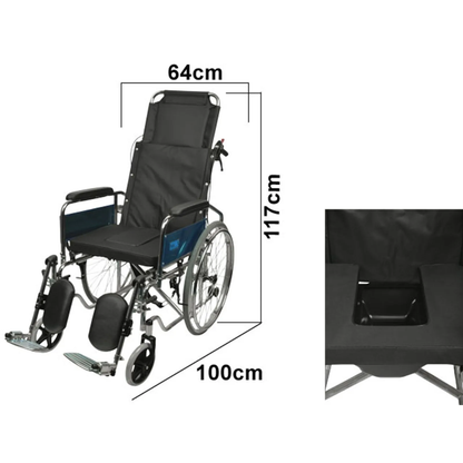 SILLA DE RUEDAS RECLINABLE TIPO CAMA CROMADA