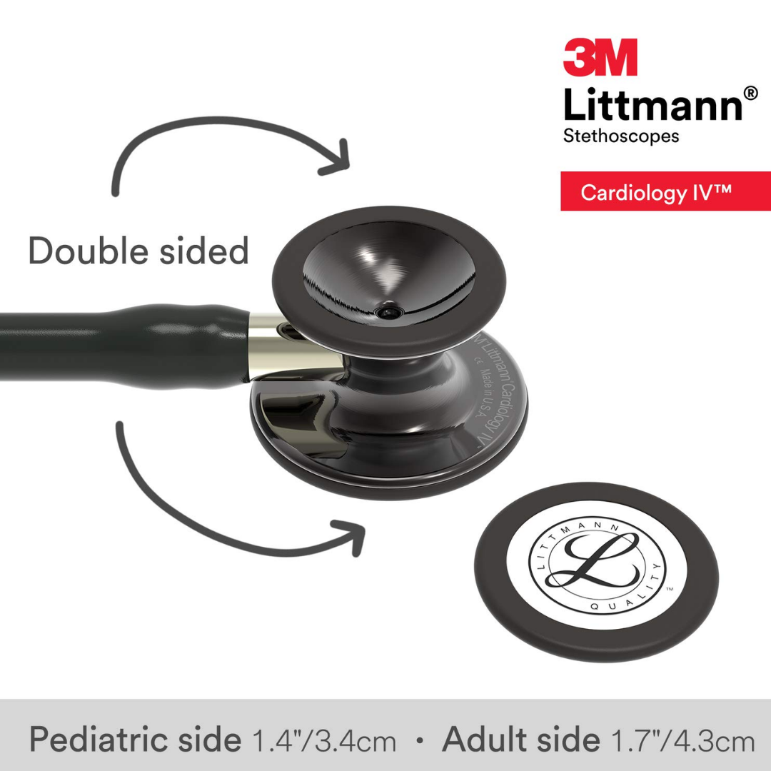 3M Littmann Cardiology IV - Estetoscopio de diagnóstico vástago de champán, auriculares negros
