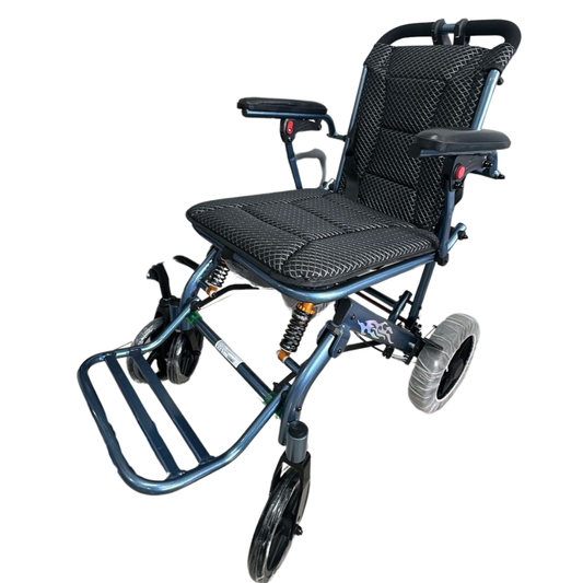 SILLA DE RUEDAS DE VIAJE PLEGABLE PARA TRASLADO, DE ALUMINIO