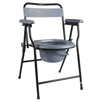 SILLA PARA BAÑO PLEGABLE CON BIDET ACERO TUBO NEGRO