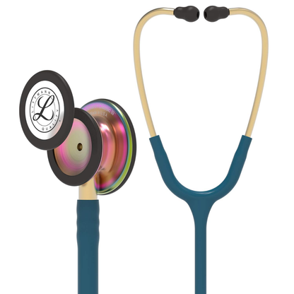 3M Littmann Classic III - Estetoscopio de monitoreo, acabado arco iris, tubo color azul caribeño