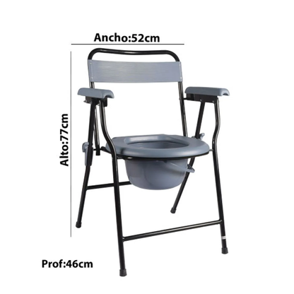 SILLA PARA BAÑO PLEGABLE CON BIDET ACERO TUBO NEGRO