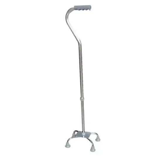BASTÓN ORTOPÉDICO CURVO CON BASE DE ALUMINIO DE 4 PATAS ANTIDESLIZANTES Y ALTURA AJUSTABLE