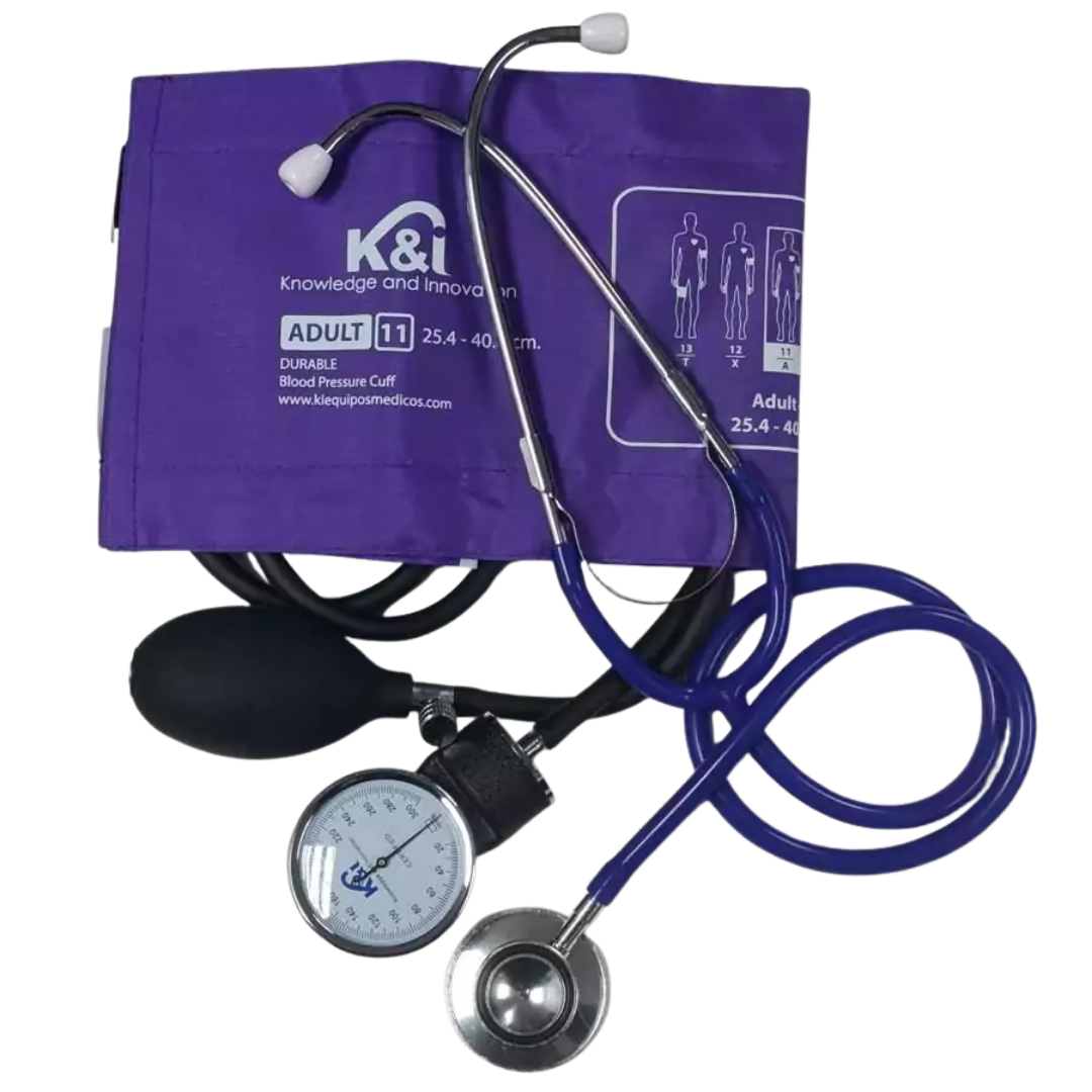 Kit 202 PRO- Estetoscopio doble campana + tensiómetro, púrpura