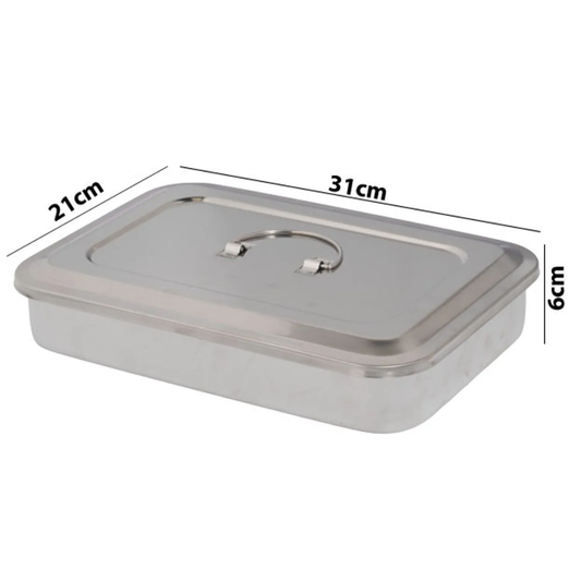 BANDEJA QUIRURGICA ACERO INOXIDABLE 304 C/ASA (31 X 21 X 5.5 CM)