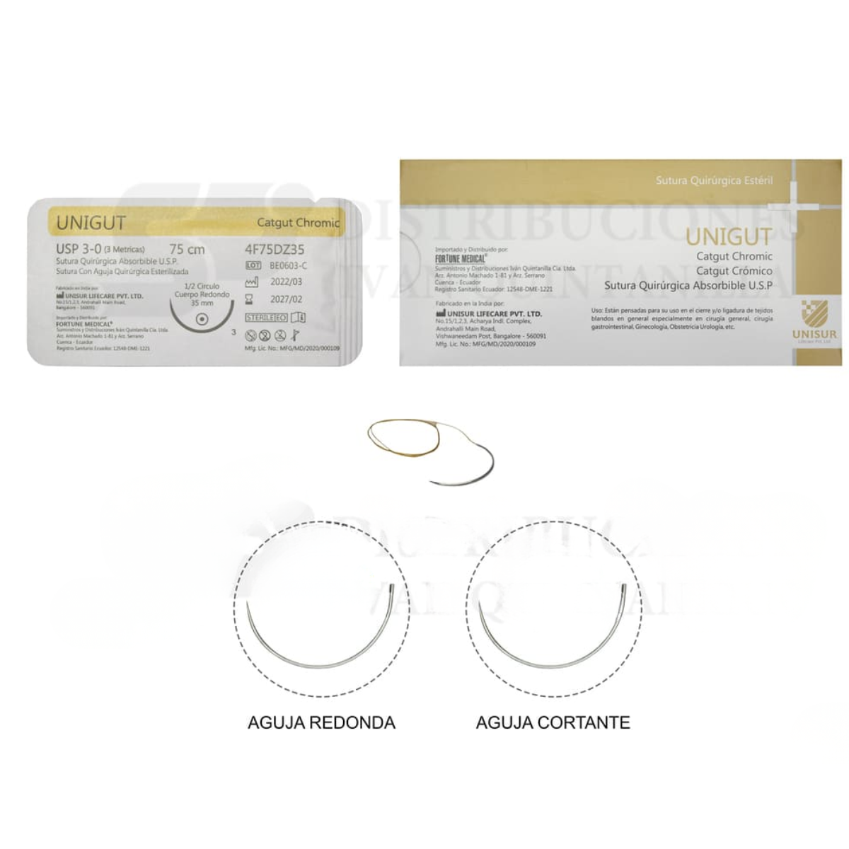 HILO DE SUTURA CATGUT CROMADO ABSORBIBLE ESTÉRIL