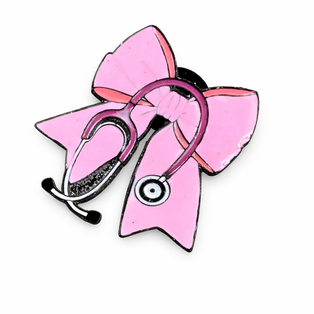 Pin broche Lazo Rosa con Estetoscopio
