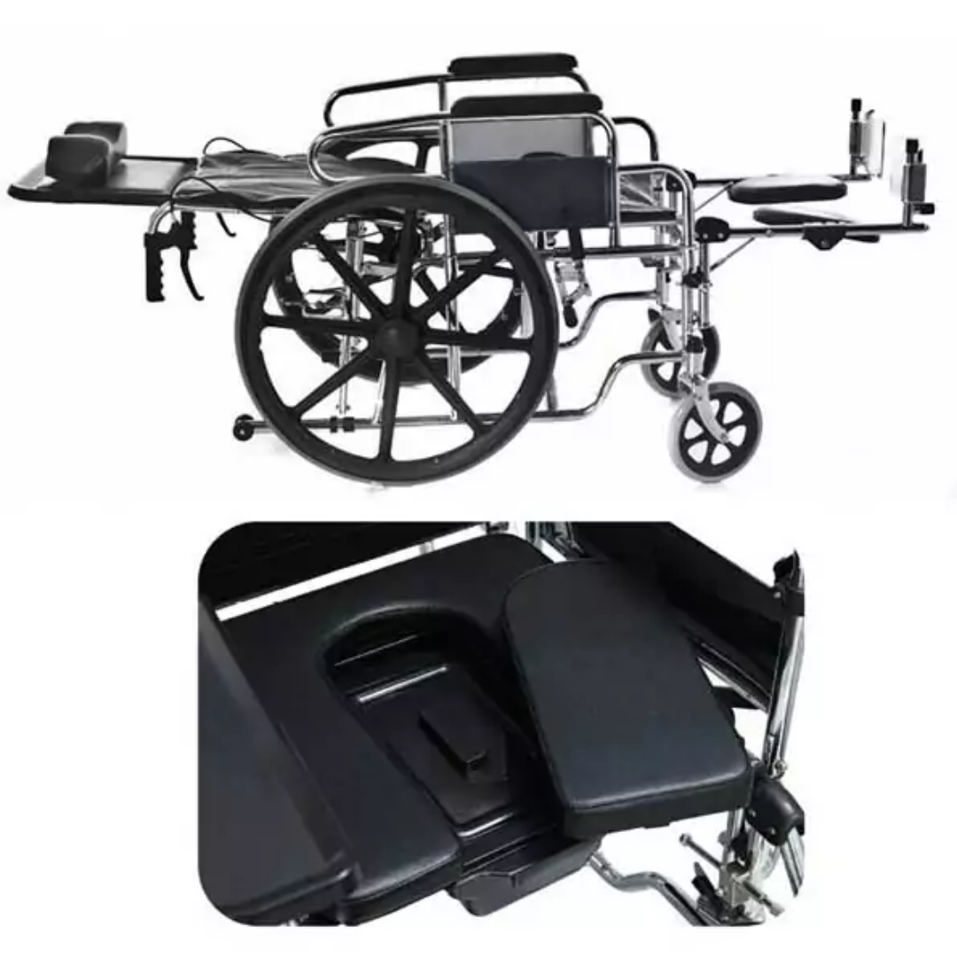 SILLA DE RUEDAS RECLINABLE CON INODORO K&I